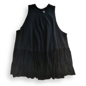 Free People black sleeveless baby doll tshirt with open back and ties (XS)